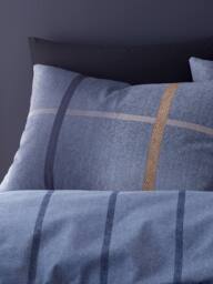 Catherine Lansfield Melrose Tweed 100% Brushed Cotton Duvet Cover & Pillowcase Set in Blue - Size: Single - thumbnail 3