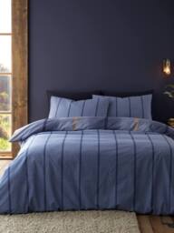 Catherine Lansfield Melrose Tweed 100% Brushed Cotton Duvet Cover & Pillowcase Set in Blue - Size: Single - thumbnail 2