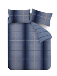 Catherine Lansfield Melrose Tweed 100% Brushed Cotton Duvet Cover & Pillowcase Set in Blue - Size: Single - thumbnail 5