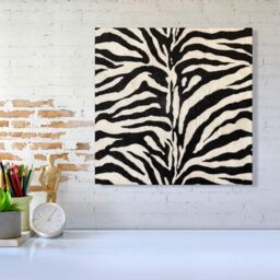 "Warren Reed - Designer White Tiger Print Canvas in Black - Size: W30"" x H30""" - thumbnail 2