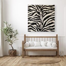 "Warren Reed - Designer White Tiger Print Canvas in Black - Size: W30"" x H30""" - thumbnail 3