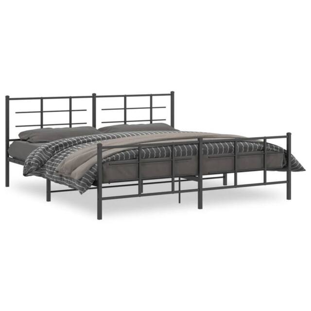 Berkfield Home Metal Bed Frame without Mattress with Footboard Black 193x203cm - Size: 193x203 cm - image 1