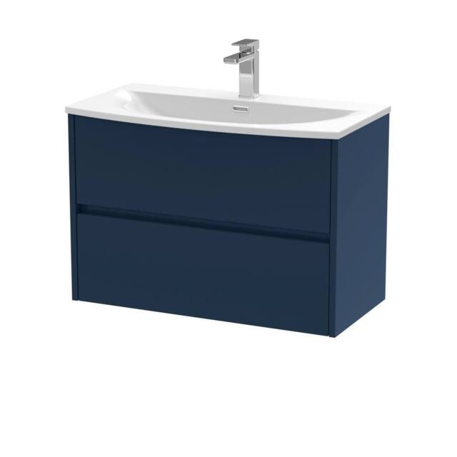 Balterley Chartley Contemporary 2 Drawer Wall Hung Vanity Basin Unit, 800mm in Blue - image 1