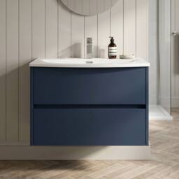 Balterley Chartley Contemporary 2 Drawer Wall Hung Vanity Basin Unit, 800mm in Blue - thumbnail 5