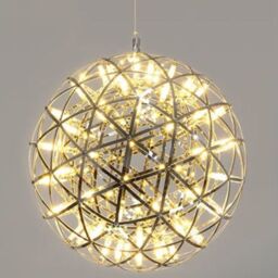 CGC Lighting 'Fawkes' Warm White Chrome Silver Firework / Starburst Chandelier 120cm in Metallic Silver - thumbnail 2