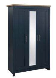 Birlea 3 Door Mirror Wardrobe Highgate Farmhouse Shabby Chic in Navy - thumbnail 3