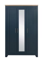 Birlea 3 Door Mirror Wardrobe Highgate Farmhouse Shabby Chic in Navy - thumbnail 4