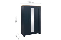 Birlea 3 Door Mirror Wardrobe Highgate Farmhouse Shabby Chic in Navy - thumbnail 6