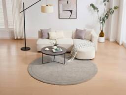 Vente-unique Round Medium-Pile Rug - 200 X 200 Cm - Taupe - VELINA - Size: 200 cm x 200 cm