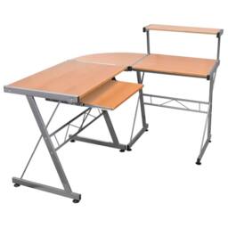 Berkfield Home Corner Computer Desk Brown 132x112x99 cm Engineered Wood - Size: 132 x 112 x 99 cm - thumbnail 2