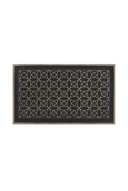 JVL Havana Rubber Pin Doormat 45x75cm Circles in Black - Size: 45 cm x 75 cm - image 1