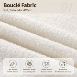 BTM 3FT Bouclé Petal Bed Cloud Footboard 90x190 Cream White - Size: Single - thumbnail 7