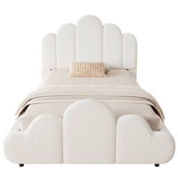 BTM 3FT Bouclé Petal Bed Cloud Footboard 90x190 Cream White - Size: Single - thumbnail 8