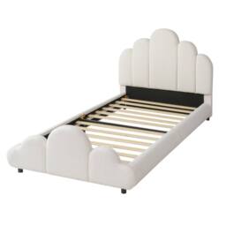 BTM 3FT Bouclé Petal Bed Cloud Footboard 90x190 Cream White - Size: Single - thumbnail 9