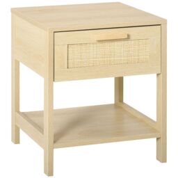 Rafaelo Mobilia Rattan Bedside Table With Drawer & Shelf Bedroom Furniture in Brown - thumbnail 5
