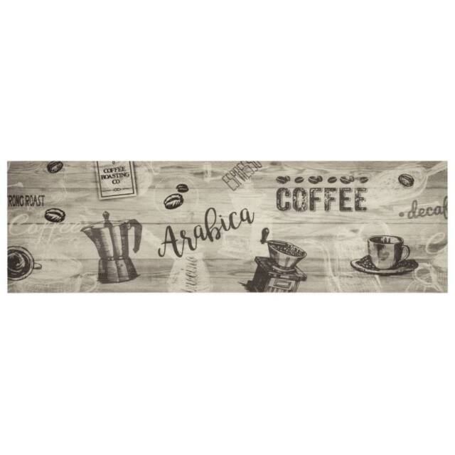 Berkfield Home Kitchen Rug Washable Coffee Grey 45x150 cm Velvet - image 1