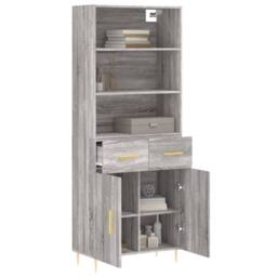 Berkfield Home Highboard Grey Sonoma 69.5x34x180 cm Engineered Wood - thumbnail 1
