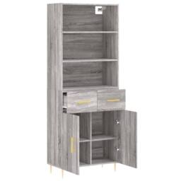 Berkfield Home Highboard Grey Sonoma 69.5x34x180 cm Engineered Wood - thumbnail 4