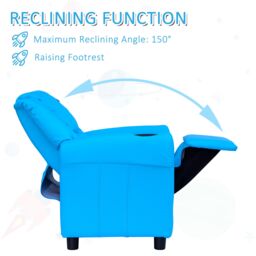 HOMCOM Kids Recliner Chair with Adjustable Backrest & Footrest in Blue - thumbnail 4