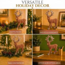 Shatchi 20cm Velvet Deer Christmas Reindeer Figurine in Dark Brown - Size: 20 cm - thumbnail 6