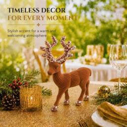 Shatchi 20cm Velvet Deer Christmas Reindeer Figurine in Dark Brown - Size: 20 cm - thumbnail 8