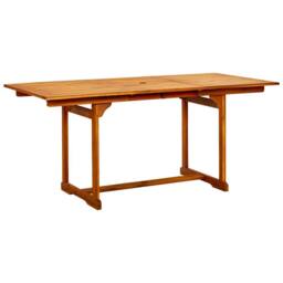 Berkfield Home Garden Dining Table (120-170)x80x75 cm Solid Acacia Wood in Brown - thumbnail 2