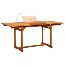 Berkfield Home Garden Dining Table (120-170)x80x75 cm Solid Acacia Wood in Brown - thumbnail 3