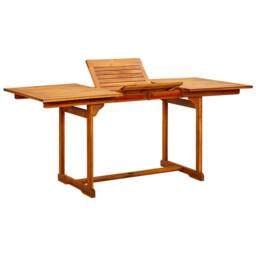 Berkfield Home Garden Dining Table (120-170)x80x75 cm Solid Acacia Wood in Brown - thumbnail 1