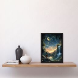 Artery8 Wendy in Neverland Lake Magical Forest Waterfall Framed Art Print in Blue - Size: A4 - thumbnail 4
