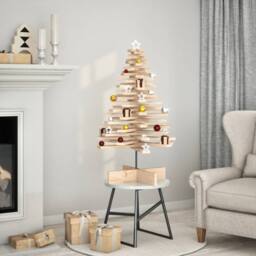 Berkfield Home Wooden Christmas Tree for Decoration 100 cm Solid Wood Pine in Brown