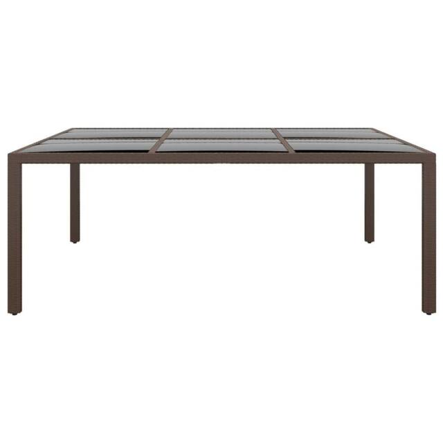 Berkfield Home Garden Table with Glass Top Brown 200x150x75 cm Rattan - Size: 200 x 150 x 75 cm - image 1