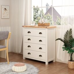 Cabinet Bits Lovere 4 Drawer Chest of Drawers Brass Cup Handle in Off-White - thumbnail 1