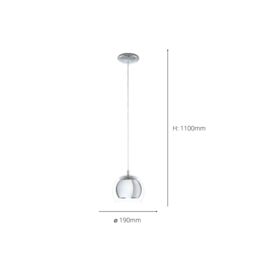 Eglo Rocamar Chrome Glass & Metal 1 Light Ceiling Pendant in Metallic Silver - thumbnail 4