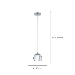 Eglo Rocamar Chrome Glass & Metal 1 Light Ceiling Pendant in Metallic Silver - thumbnail 5