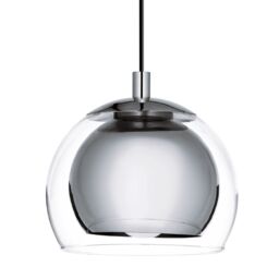 Eglo Rocamar Chrome Glass & Metal 1 Light Ceiling Pendant in Metallic Silver - thumbnail 3