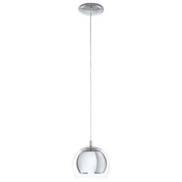 Eglo Rocamar Chrome Glass & Metal 1 Light Ceiling Pendant in Metallic Silver - thumbnail 2