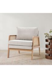 H&O Direct Wooden Armchair with Cushion in Beige - thumbnail 3
