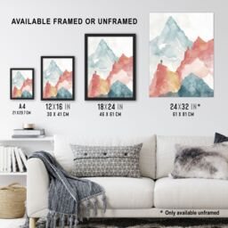 "Artery8 Mountain Climber Hiking Landscape Watercolour Framed Art Print - Size: W12"" x H16""" - thumbnail 3