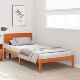 Berkfield Home Bed Frame with Headboard Wax Brown 75x190 cm Solid Pine Wood - thumbnail 5