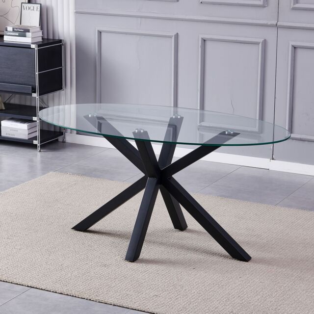 Artemis Home Orvino 160cm x 90cm Glass Oval Dining Table in Clear - Size: 160 cm x 90 cm - image 1