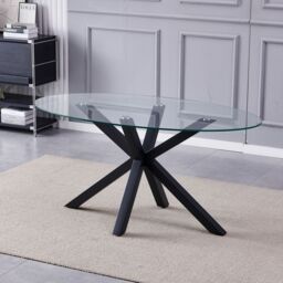 Artemis Home Orvino 160cm x 90cm Glass Oval Dining Table in Clear - Size: 160 cm x 90 cm