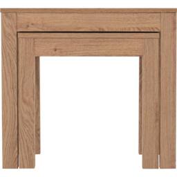 Seconique Leon Nest of 2 Tables-Medium Oak Effect in Light Oak - thumbnail 3