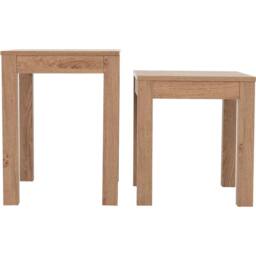 Seconique Leon Nest of 2 Tables-Medium Oak Effect in Light Oak - thumbnail 4