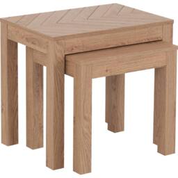 Seconique Leon Nest of 2 Tables-Medium Oak Effect in Light Oak - thumbnail 2