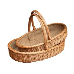 Red Hamper Wicker Set of 2 Lined Harrogate Garden Trugs in Brown - thumbnail 1