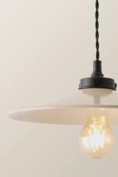 ValueLights Hampstead Metal Rolled Edge Tapered Flush Ceiling Light with Bulb in Cream - thumbnail 4