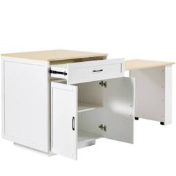 BTM Extendable Bar Table with Storage, 2 Drawers & 2 Compartments in White - thumbnail 8