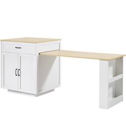 BTM Extendable Bar Table with Storage, 2 Drawers & 2 Compartments in White - thumbnail 9