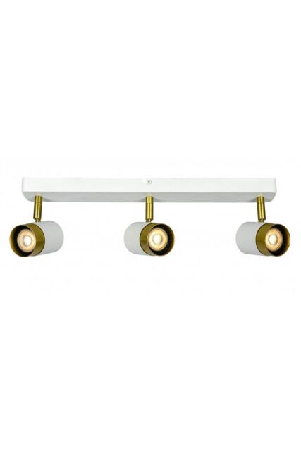 CGC Lighting 'Orio' White & Brushed Gold Triple Three Head GU10 Adjustable Ceiling Spot Light Bar - image 1