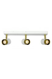 CGC Lighting 'Orio' White & Brushed Gold Triple Three Head GU10 Adjustable Ceiling Spot Light Bar